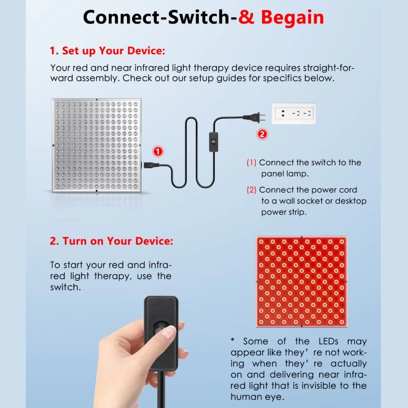 225 LED Red Light Therapy Panel Lamp for Facial Anti Aging Skin Care Beauty